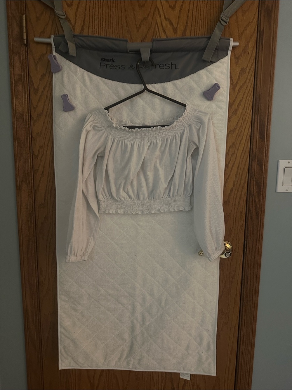 Divided Off-White Long Sleeve Cropped Peasant Top
